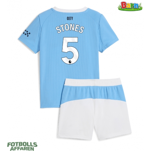 Manchester City John Stones #5 Hemmaställ Barn 2025-26 Kortärmad (+ Korta byxor)